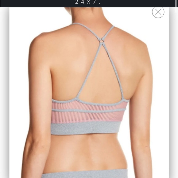 Free people movement Celeste Bra grey pink racerback sports bra unpadded Medium - Picture 2 of 8